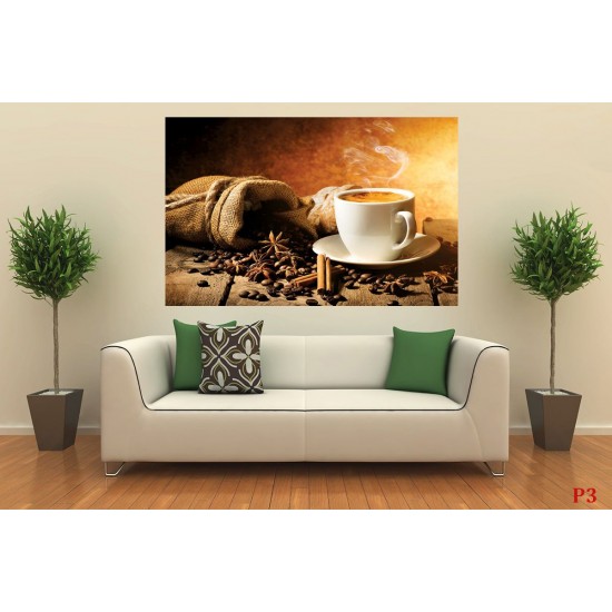 Photo mural coffee on grainy wall with a cup model 2