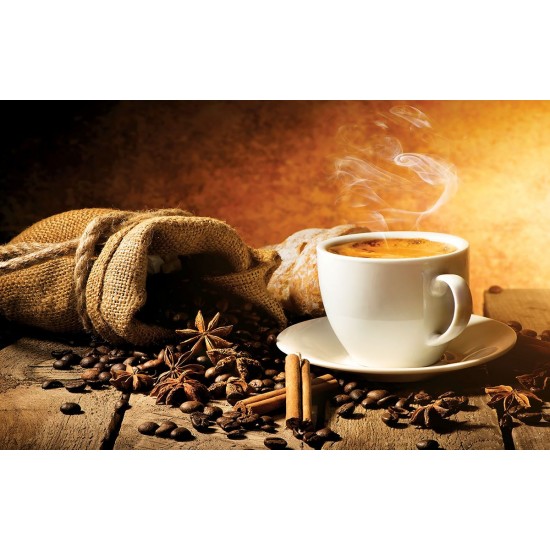 Photo mural coffee on grainy wall with a cup model 2