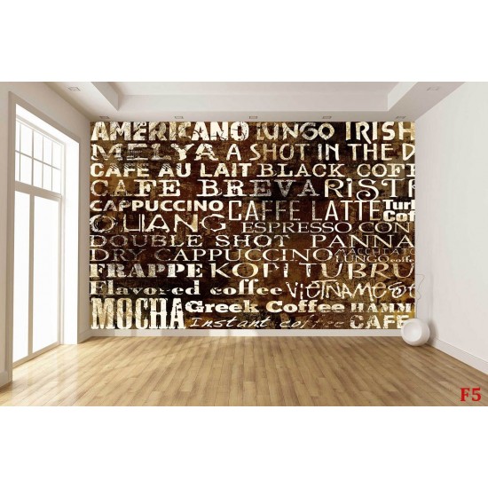 Photo mural wall with inscriptions coffee types Photo mural wall with inscriptions coffee types