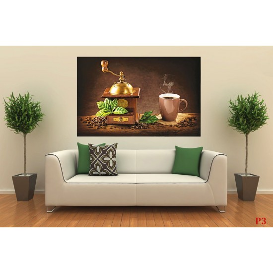 Photo mural Cup of cappuccino coffee with a mill