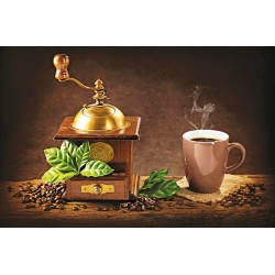 Photo mural Cup of cappuccino coffee with a mill