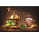Photo mural Cup of cappuccino coffee with a mill