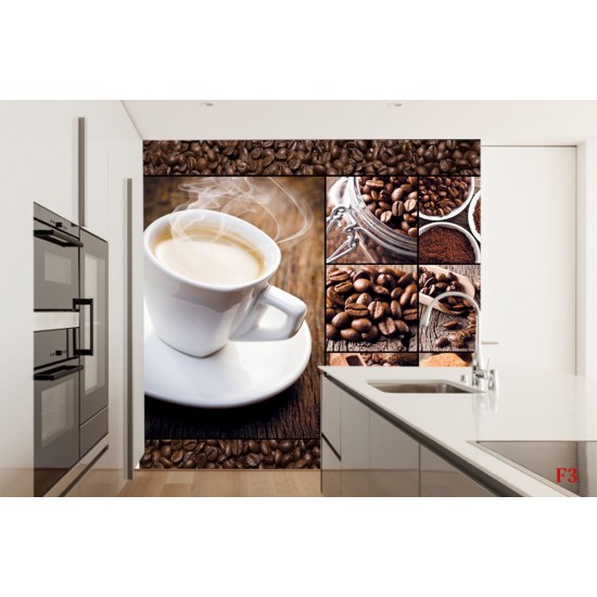 Photo mural coffee on grainy wall with a cup