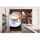 Photo mural coffee on grainy wall with a cup