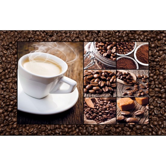 Photo mural coffee on grainy wall with a cup