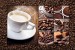 Photo mural coffee on grainy wall with a cup