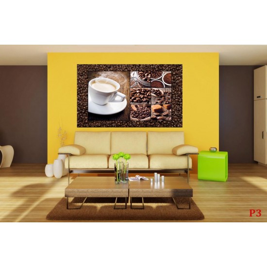Photo mural coffee on grainy wall with a cup