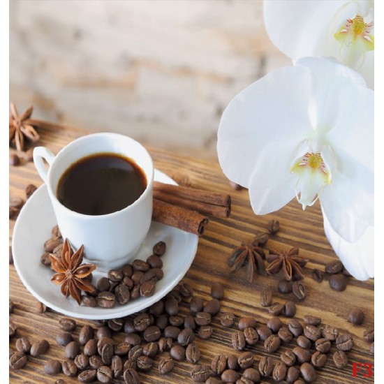 Wallpapers mural cup of coffee with white orchids Wallpapers mural cup of coffee with white orchids