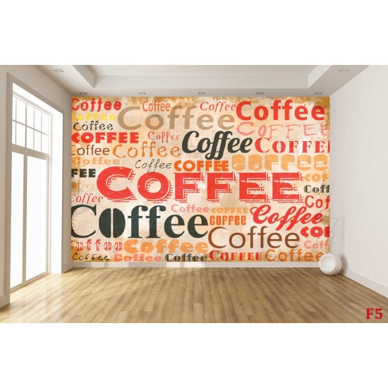 Wall murals art panel with coffee lettering  2 color
