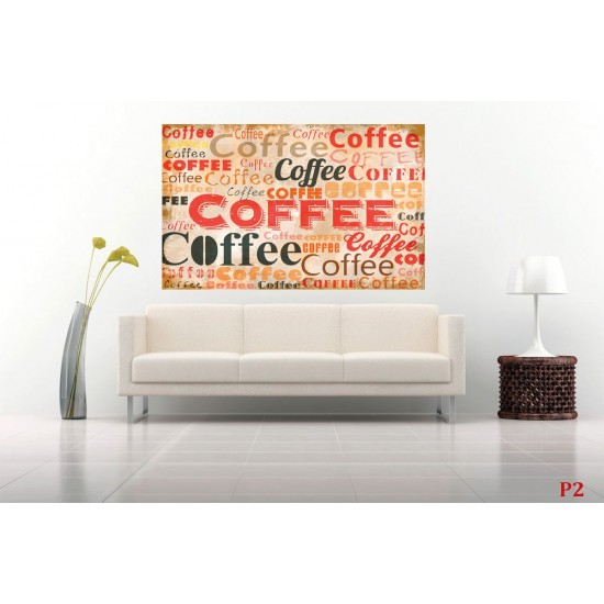 Wall murals art panel with coffee lettering  2 color