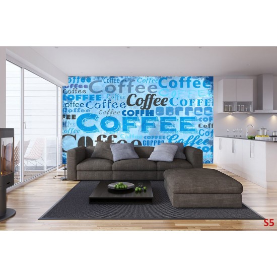Wall murals art panel with coffee lettering in 2 color