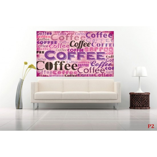 Wall murals art panel with coffee lettering in 2 color