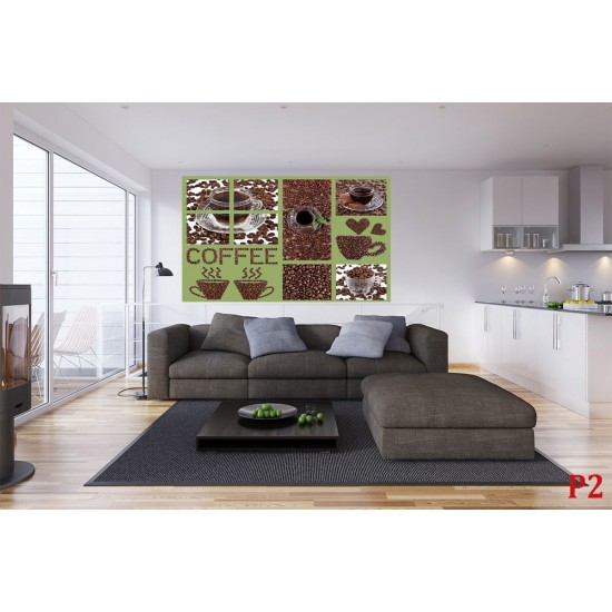 Wall murals collage of coffee in 2 colors Wall murals collage of coffee in 2 colors