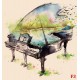 Wallpapers painted art piano in 3 colors 