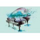 Wallpapers painted art piano in 3 colors 