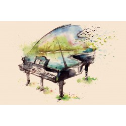 Wallpapers painted art piano in 3 colors 