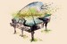 Wallpapers painted art piano in 3 colors 