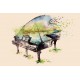 Wallpapers painted art piano in 3 colors 