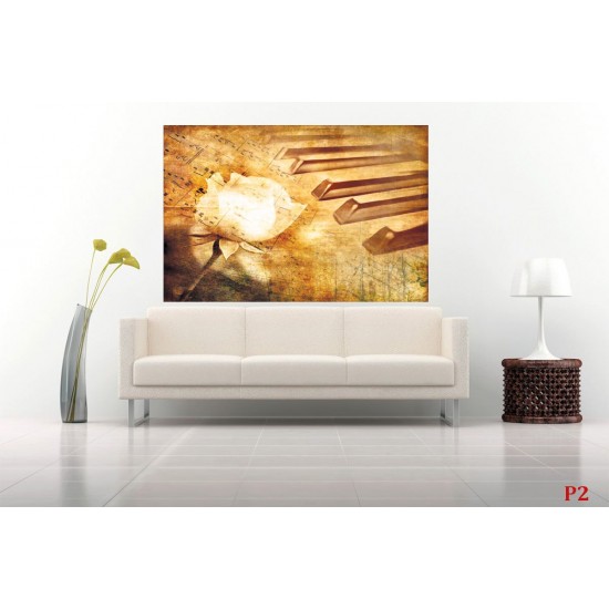 Wallpapers mural aged model of a piano and a rose