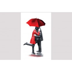 Wallpapers mural couple in love with red and black painted