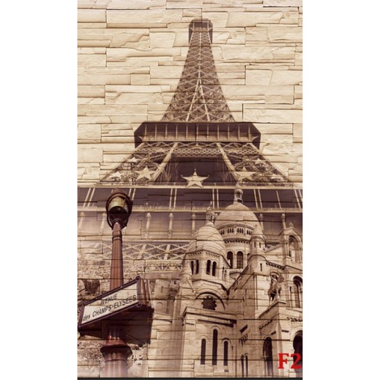 Wallpapers mural composition stone and the Eiffel Tower in 3 colors Wallpapers mural composition stone and the Eiffel Tower in 3 colors