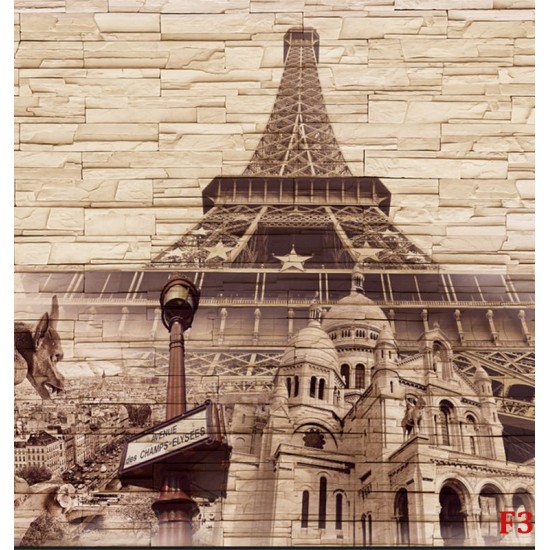 Wallpapers mural composition stone and the Eiffel Tower in 3 colors Wallpapers mural composition stone and the Eiffel Tower in 3 colors