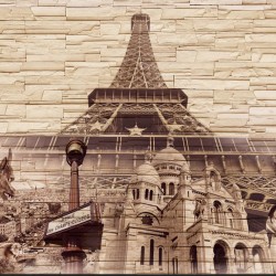 Wallpapers mural composition stone and the Eiffel Tower in 3 colors