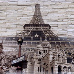 Wallpapers mural composition stone and the Eiffel Tower in 3 colors