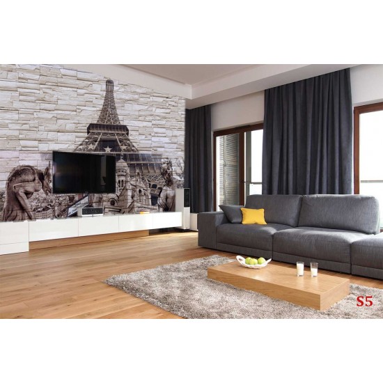Wallpapers mural composition stone and the Eiffel Tower in 3 colors Wallpapers mural composition stone and the Eiffel Tower in 3 colors