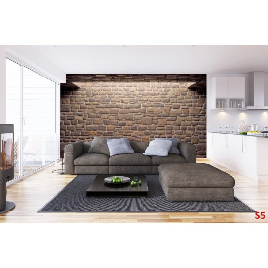 Wallpapers mural stone wall with arch light in 2 colors Wallpapers mural stone wall with arch light in 2 colors