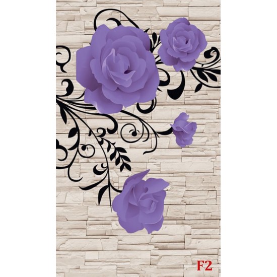 Photo mural purple roses on a stone wall imitation