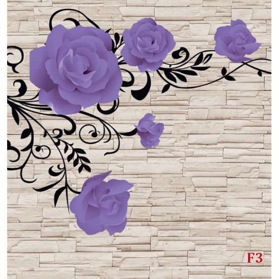 Photo mural purple roses on a stone wall imitation