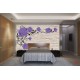 Photo mural purple roses on a stone wall imitation