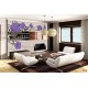 Photo mural purple roses on a stone wall imitation