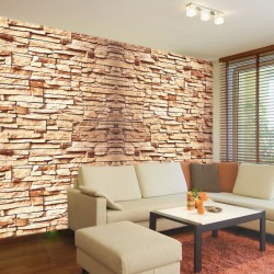 Wallpapers stone imitation wall in orange Wallpapers stone imitation wall in orange