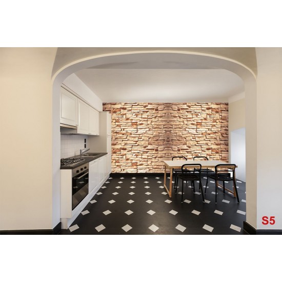 Wallpapers stone imitation wall in orange Wallpapers stone imitation wall in orange