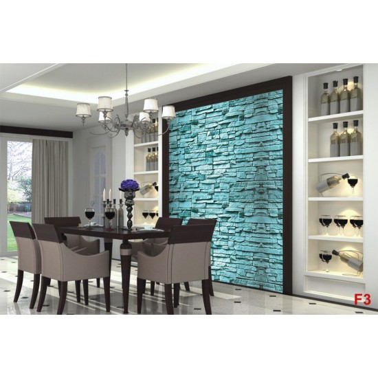 Wallpapers stone imitation  wall in blue-turquoise