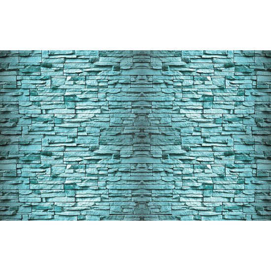 Wallpapers stone imitation  wall in blue-turquoise