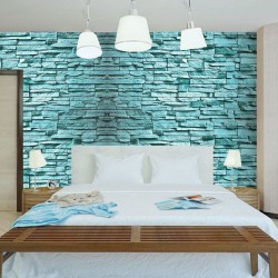 Wallpapers stone imitation wall in blue-turquoise Wallpapers stone imitation wall in blue-turquoise