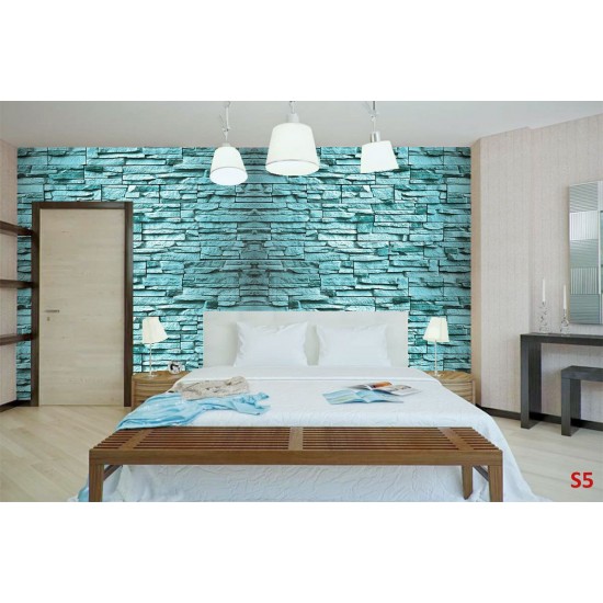 Wallpapers stone imitation  wall in blue-turquoise
