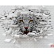 Photo mural broken brick wall with predatory leopard Photo mural broken brick wall with predatory leopard
