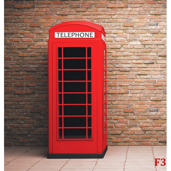Wallpapers Brick wall with telephone cabin red
