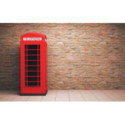Wallpapers Brick wall with telephone cabin red