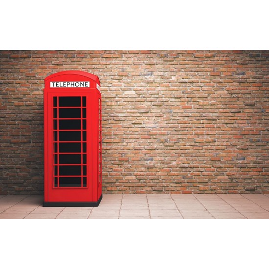 Wallpapers Brick wall with telephone cabin red