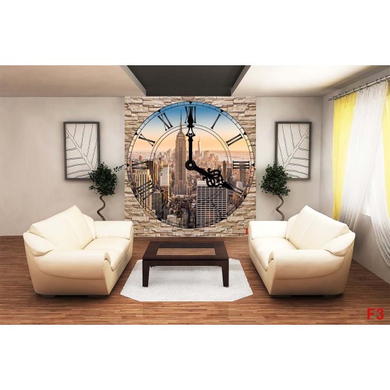 Photo mural stone wall view New York Clock Photo mural stone wall view New York Clock