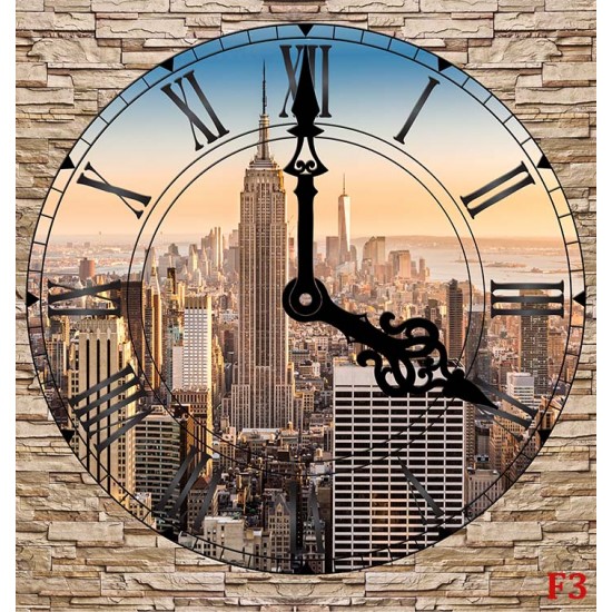 Photo mural stone wall view New York Clock Photo mural stone wall view New York Clock