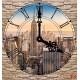 Photo mural stone wall view New York Clock Photo mural stone wall view New York Clock