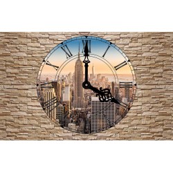 Photo mural stone wall view New York Clock
