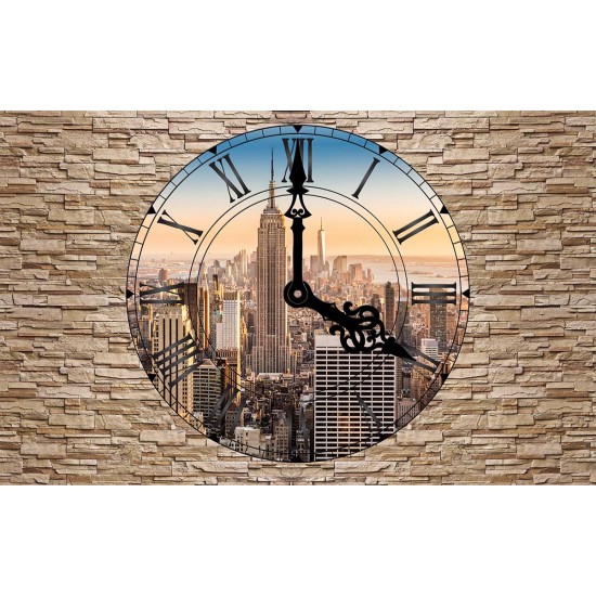 Photo mural stone wall view New York Clock Photo mural stone wall view New York Clock