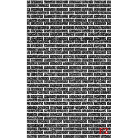 Photo mural imitation embossed black bricks white edge